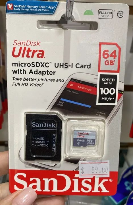 Cartão de Memória SanDisk Micro SD, 64GB - Armazenamento e Desempenho Confiáveis