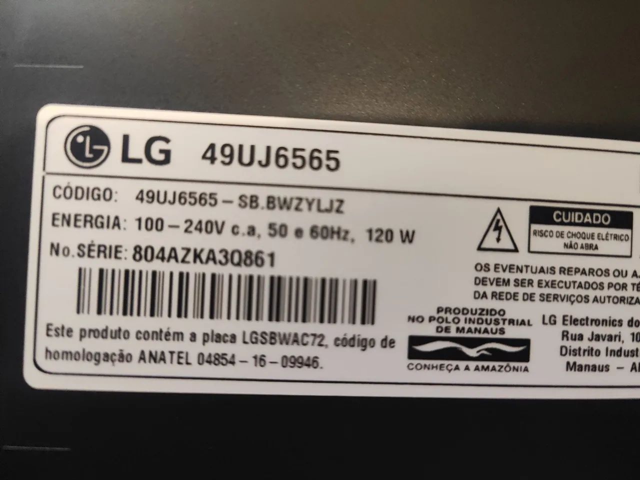 TV LG 49  com defeito led