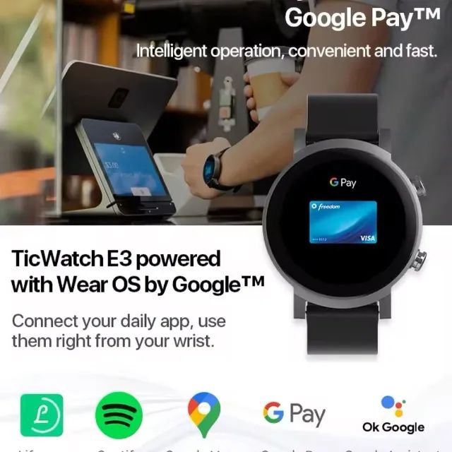 Smart Watch Wear Os By Google Smartwatch Ticwatch E3 Wear OS, GPS