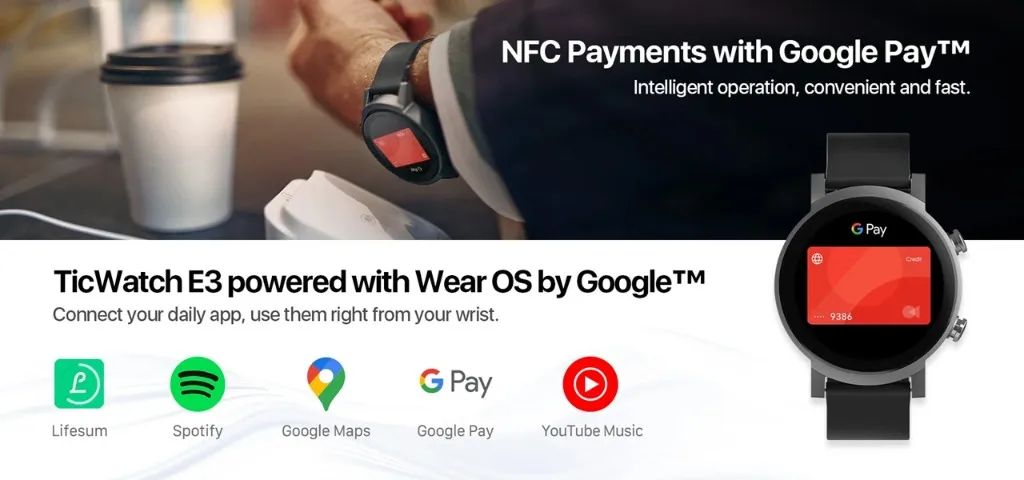 Ticwatch Amazfit Stratos Google Pay Smartwatch Ticwatch E3 Wear OS