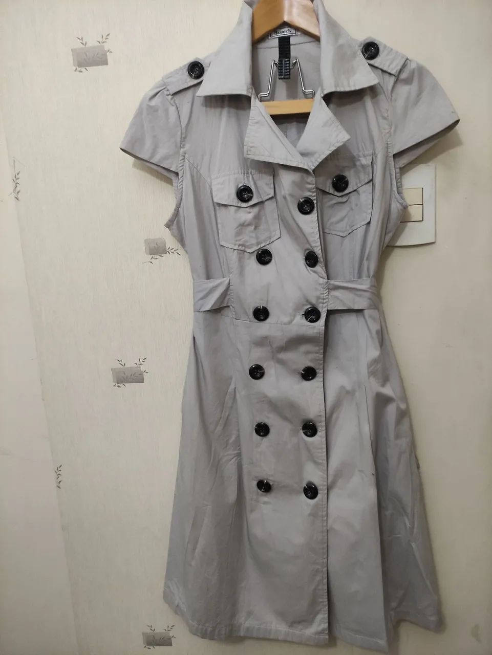 Barretos vestido algodão cinza transpassado  - Foto 3