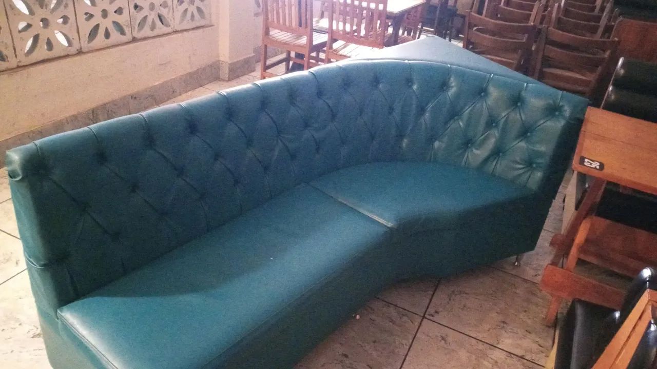 Sofá booth de 6 lugares azul turquesa - Foto 2