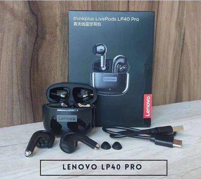 Fone De Ouvido Sem Fio Lenovo Lp40 Pro Tws Bluetooth 5.1 (PRETO)