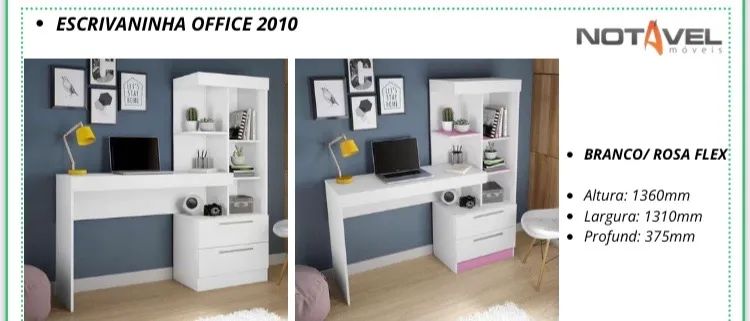 Escrivaninha Branca com Rosa