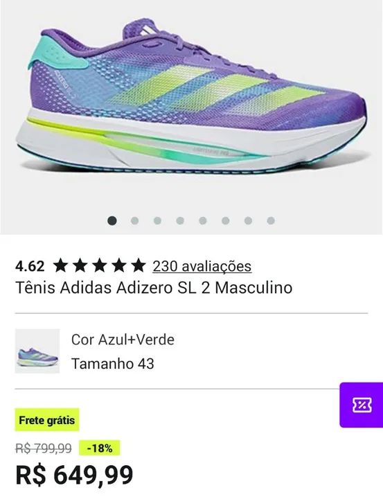 Tênis Adidas Adizero SL2 Num 43Br Novo Na Caixa com Nf - Foto 6
