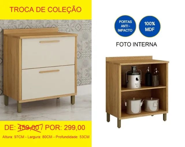 Balcão de 80 CM Com amplo espaço interno - Foto 2