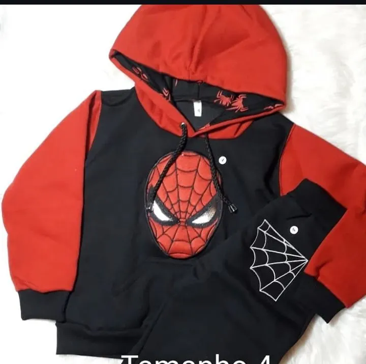 Conjunto Moletom Homem Aranha Bordado.