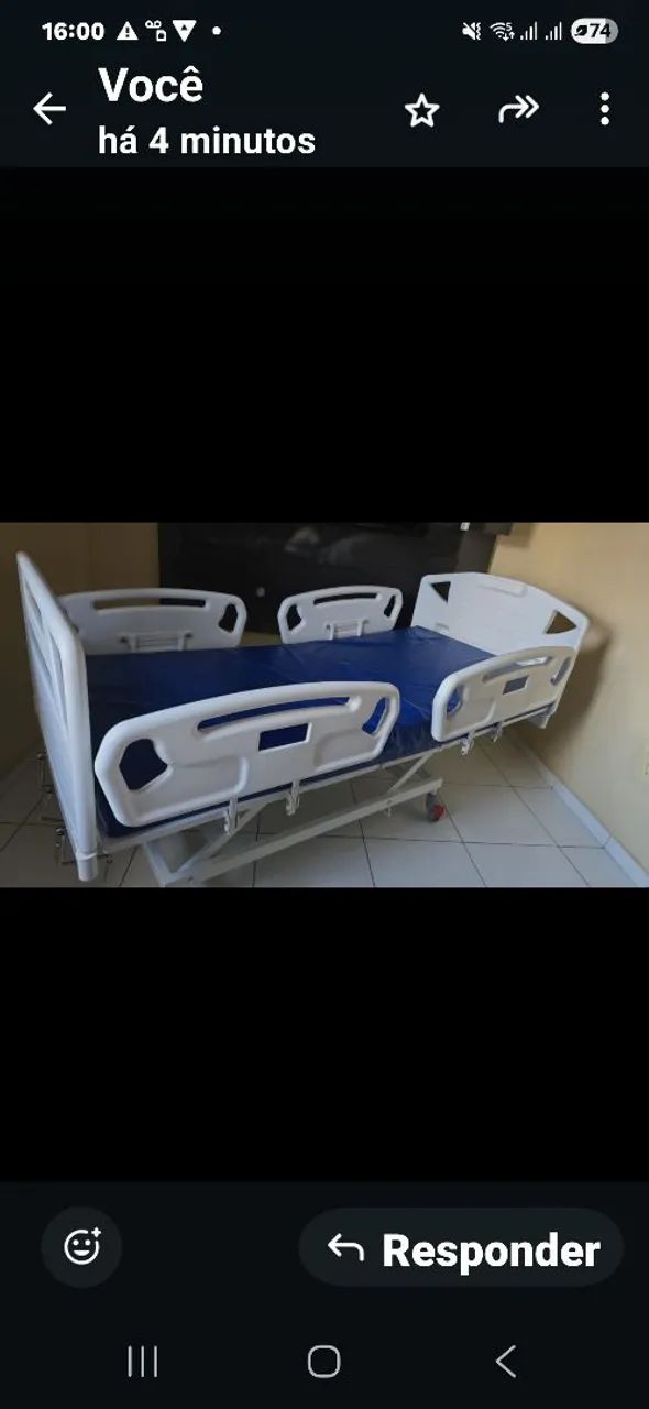 Cama HOSPITALAR Manual 6 posições com elevação de leito + 1 colchão 
