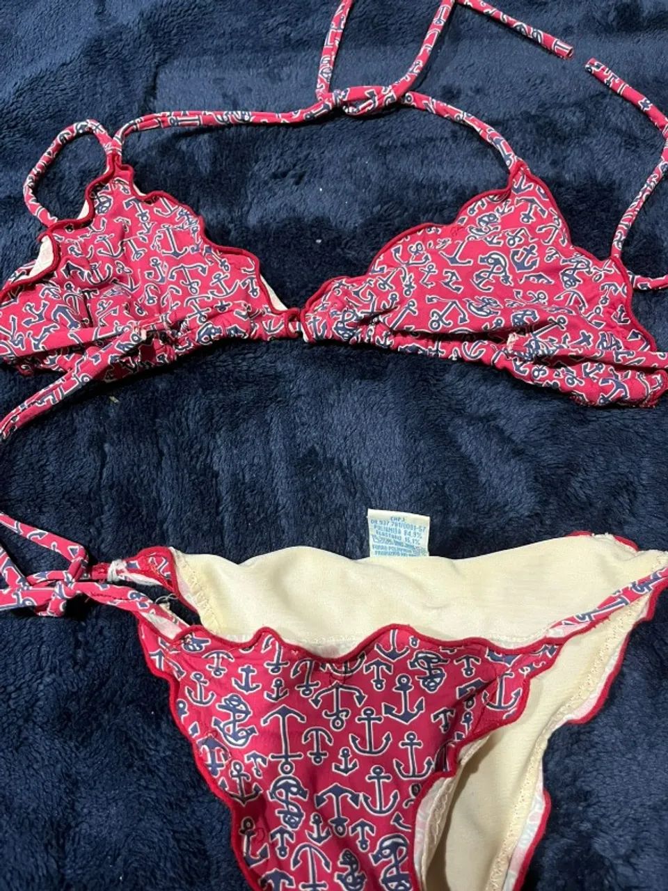 Biquíni Vermelho com Âncora Azul - Usado Tamanho M - Foto 2