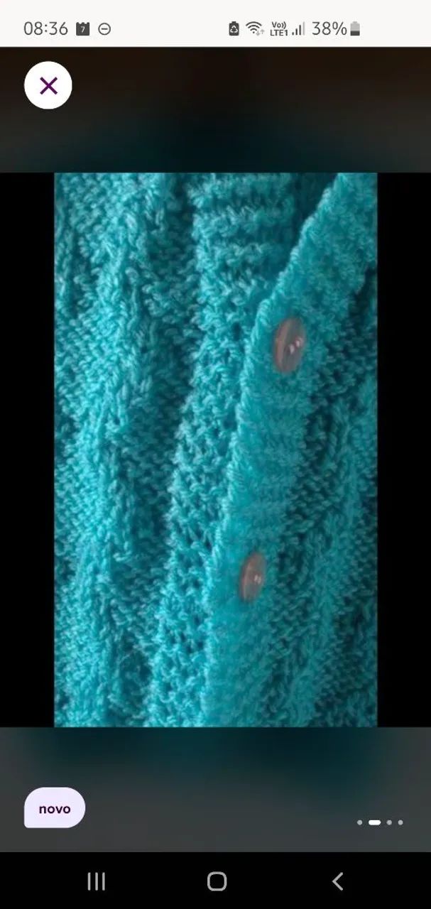 Colete de tricô azul turquesa - Foto 2