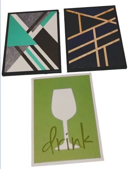 3 Quadros Decorativos Abstratos 21x30