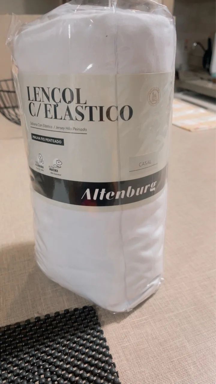 Vendo lençol c/ elástico casal Altenburg Branco - malha 100% algodão  
