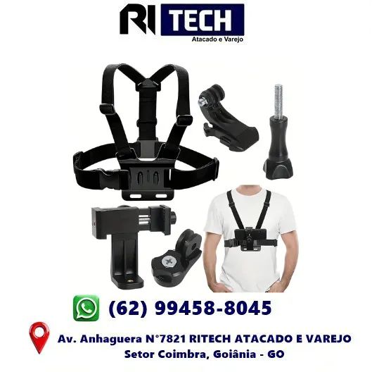 Suporte de Peito Cinta Peitoral Para Câmera Go Pro e Celular