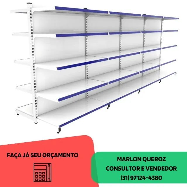 Gondola de Centro com Porta Etiqueta Azul Polar