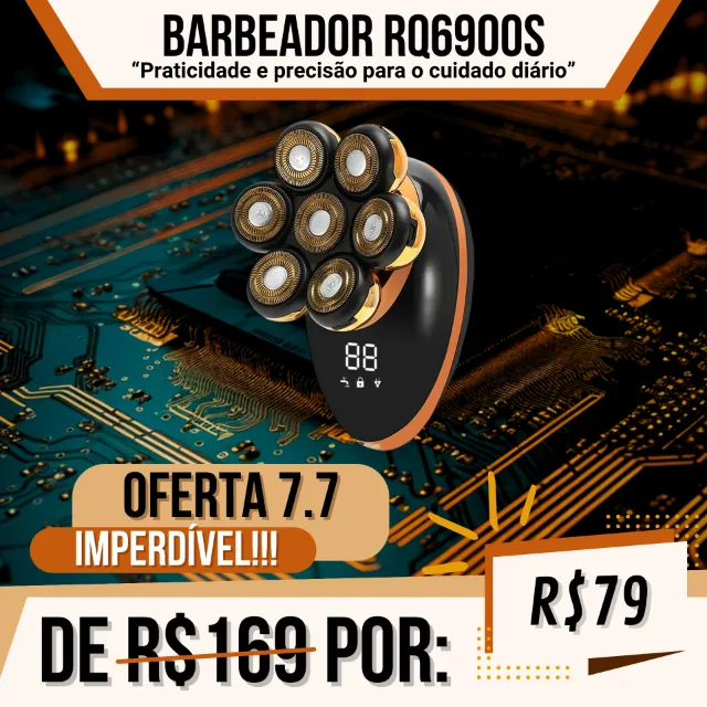 Barbeador RQ6900S 7D Multifuncional - À Prova d?Água | Recarregável | 5 em 1