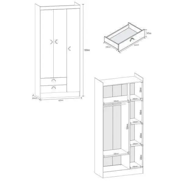 Guarda Roupa Infantil 3 Portas 2 Gavetas Novo Varios Modelos - Foto 3