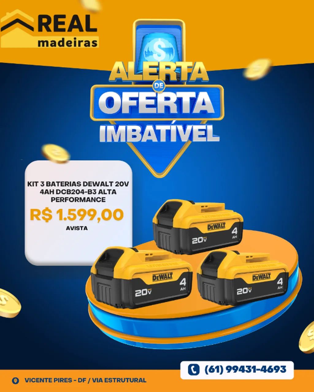 Kit 3 Baterias Dewalt 20v 4ah Dcb204 Alta Performance