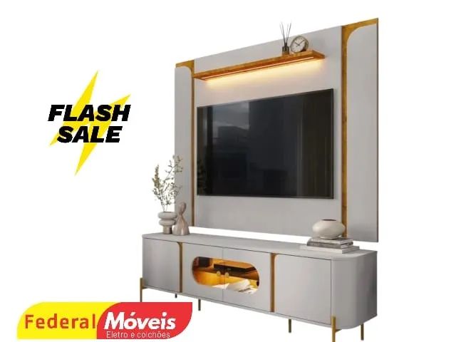 Rack e painel com LED OFF WHITE TEMOS CREDIÁRIO 