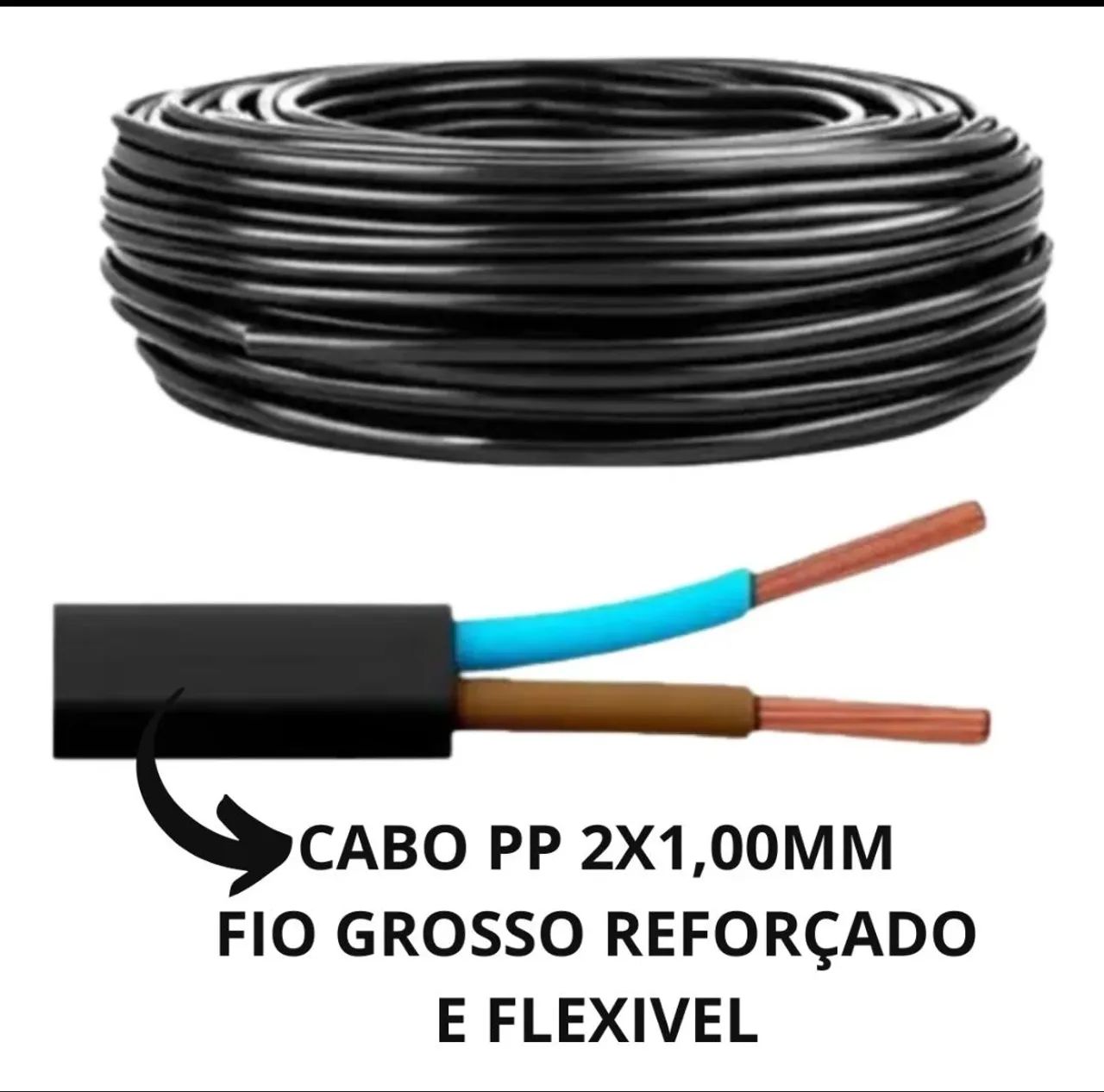 Extensão Elétrica 50 metros -  Cabo PP 2x1.0mm  Profissional - Pronta Entrega - Foto 3