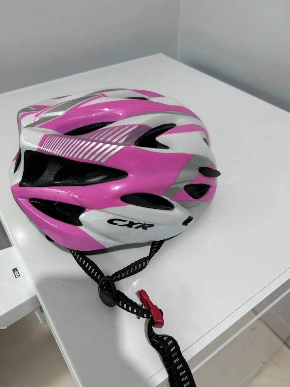 Capacete Ciclismo CXR Rosa e Branco