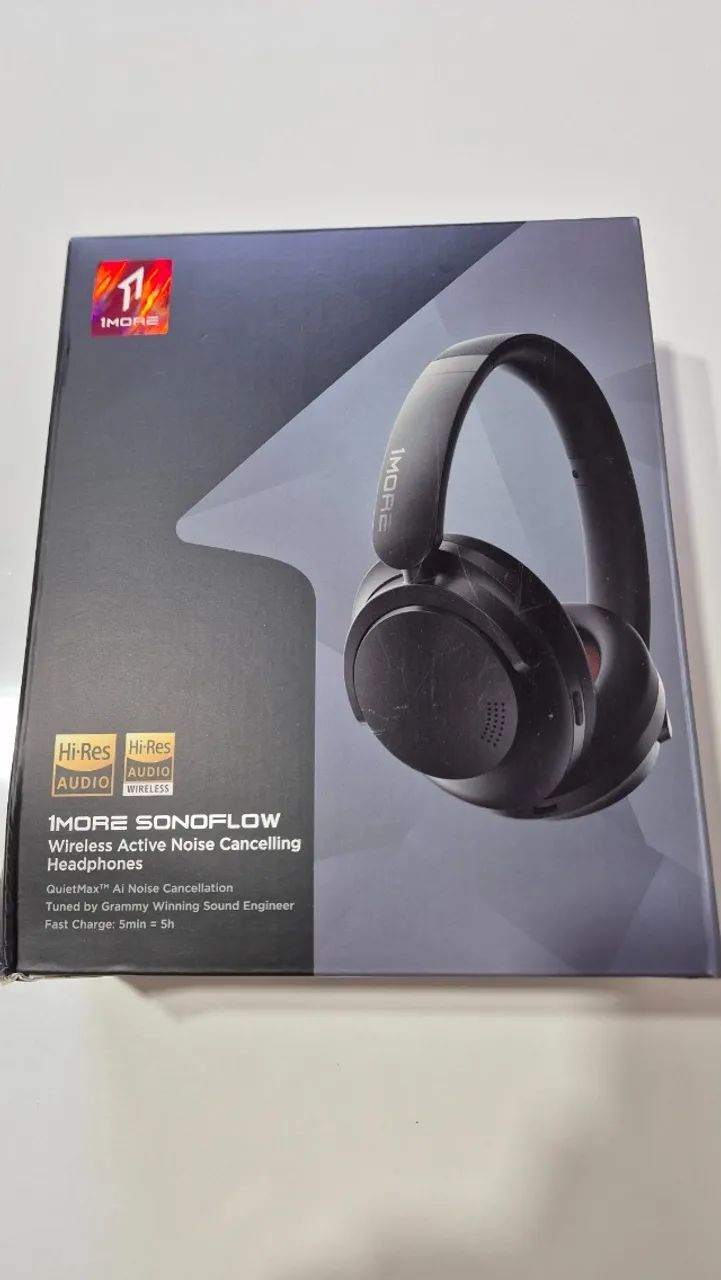 Headphone 1MORE SonoFlow - Bluetooth com Cancelamento de Ruído (ANC) - Completo na caixa