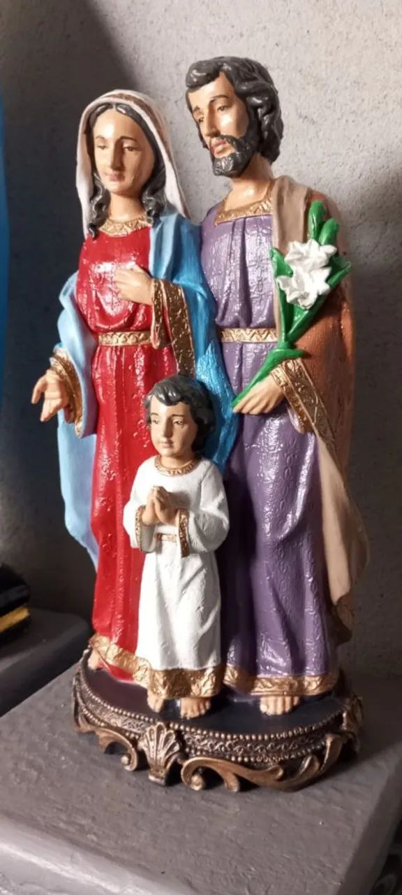 Imagens sagrada família 40 cm em concreto de cimento mão e resina - Foto 4