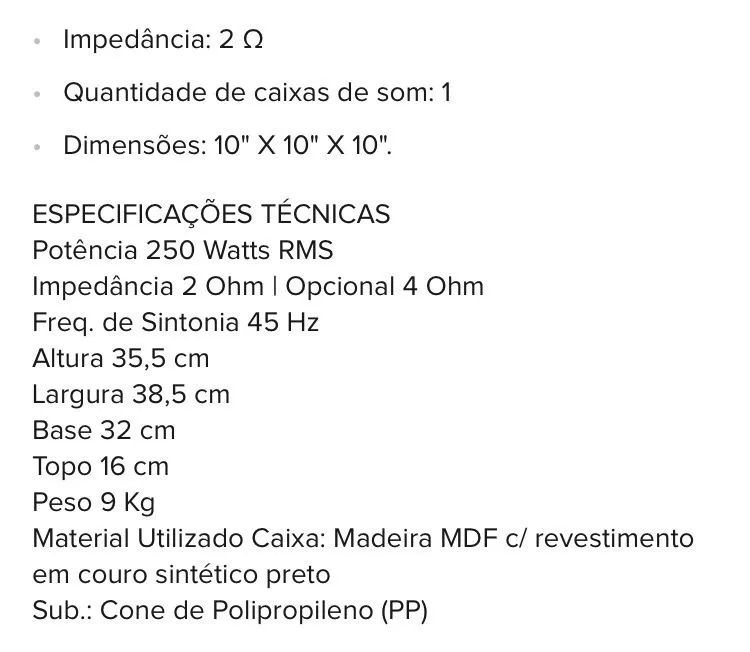 Subwoofer Falcon 10 polegadas 250w - Foto 5