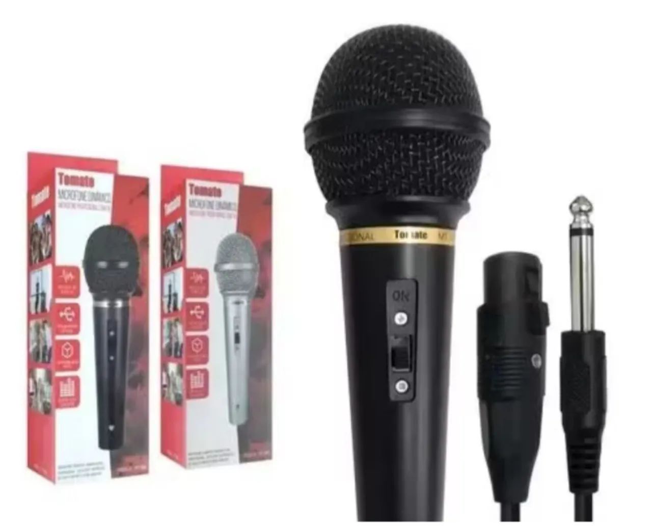 Microfone profissional  de dinâmico Karaoke  m1018 tomate cabo 2m  - Foto 3
