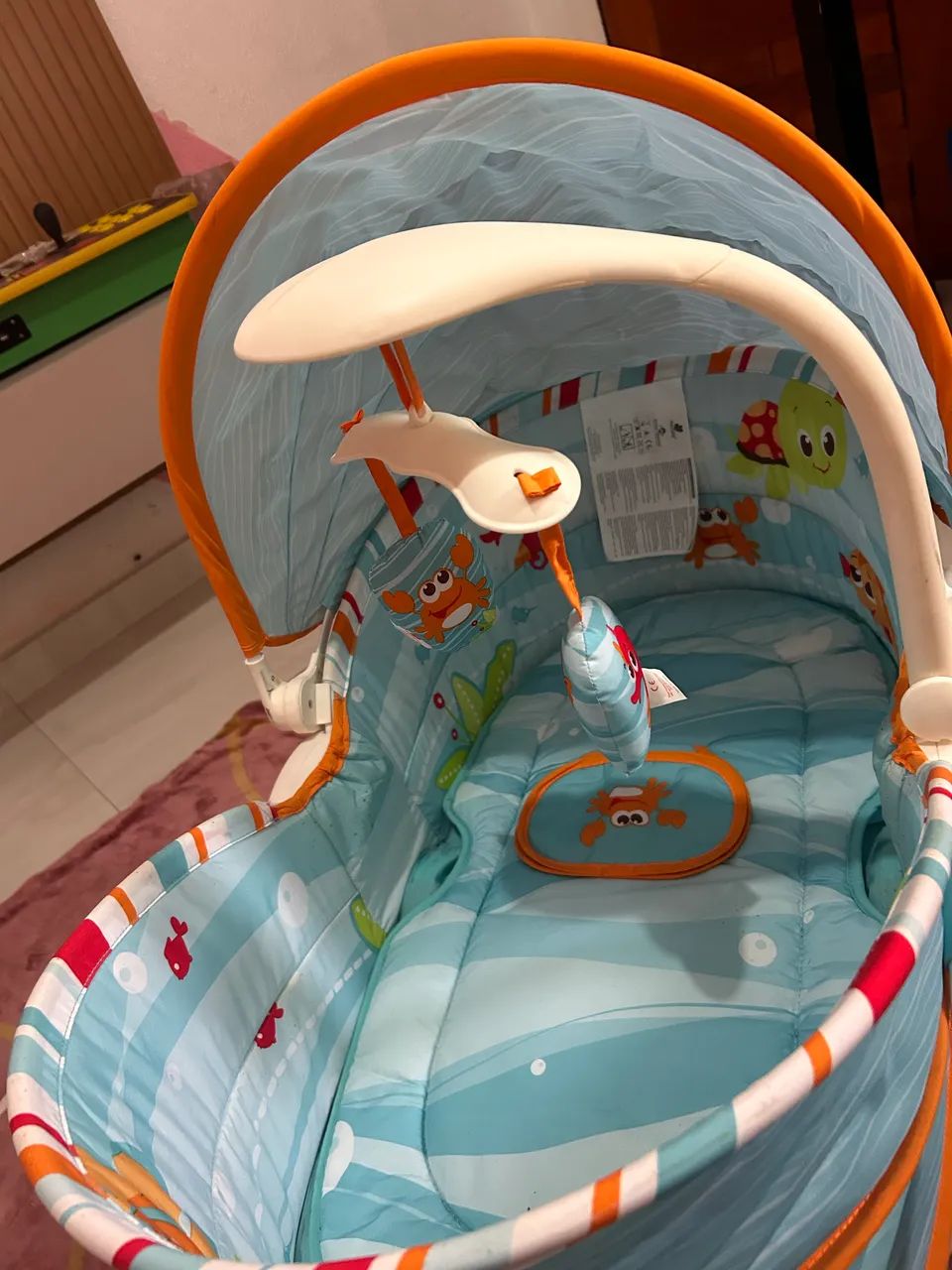 Mini berço moises azul mar e bebê conforto  - Foto 4