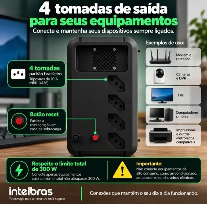 NOBREAK Intelbras ATTIV 600VA BIVOLT - Usado - Foto 4