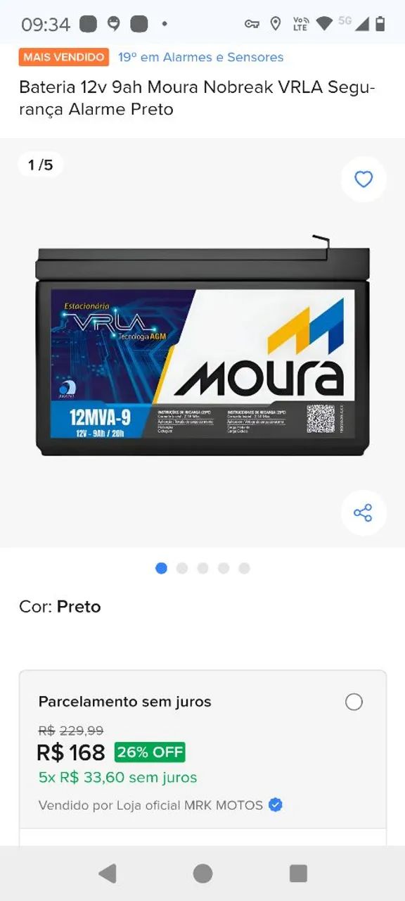 Bateria Nobreak Moura