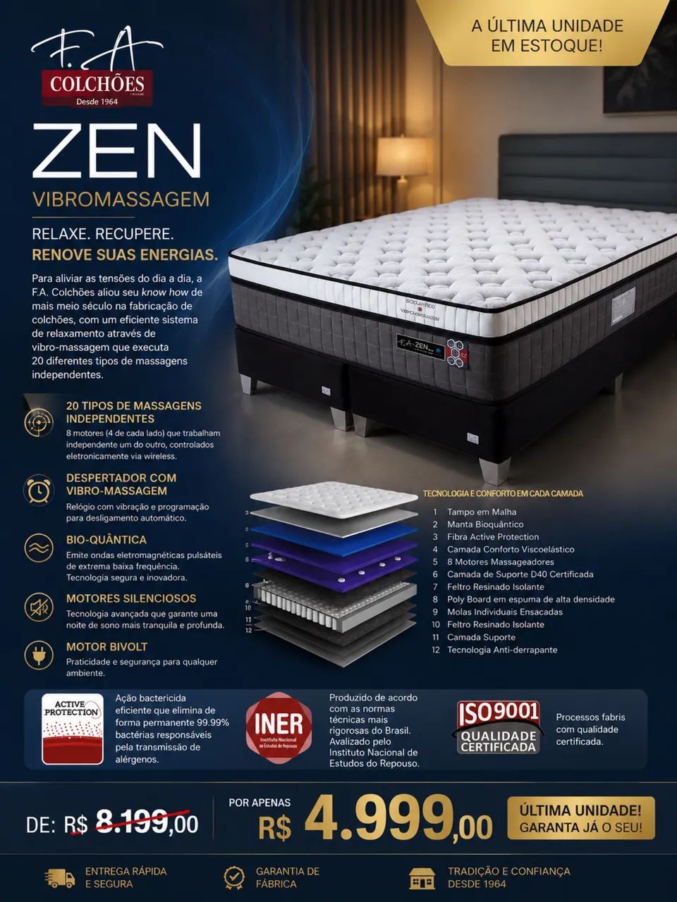 Colchão Queen Zen Premium Vibroterap FA Colchões  - Foto 2