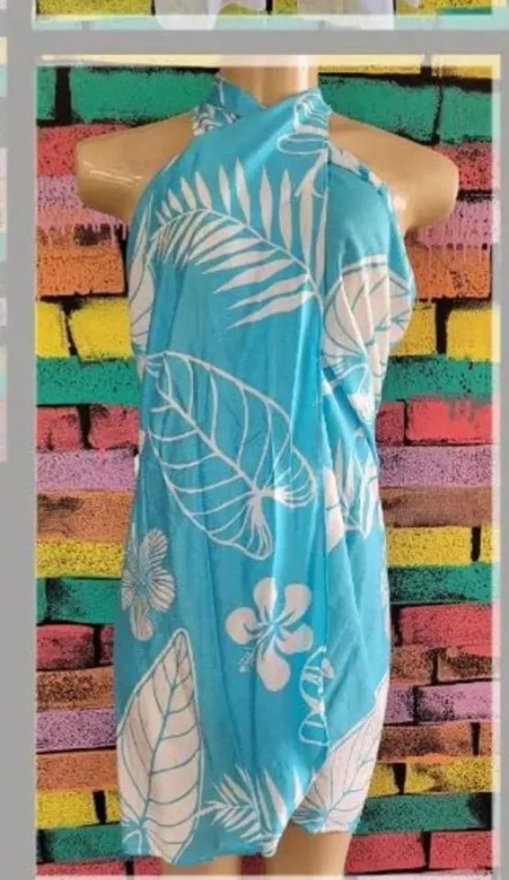 saída de praia envelope estampada azul único