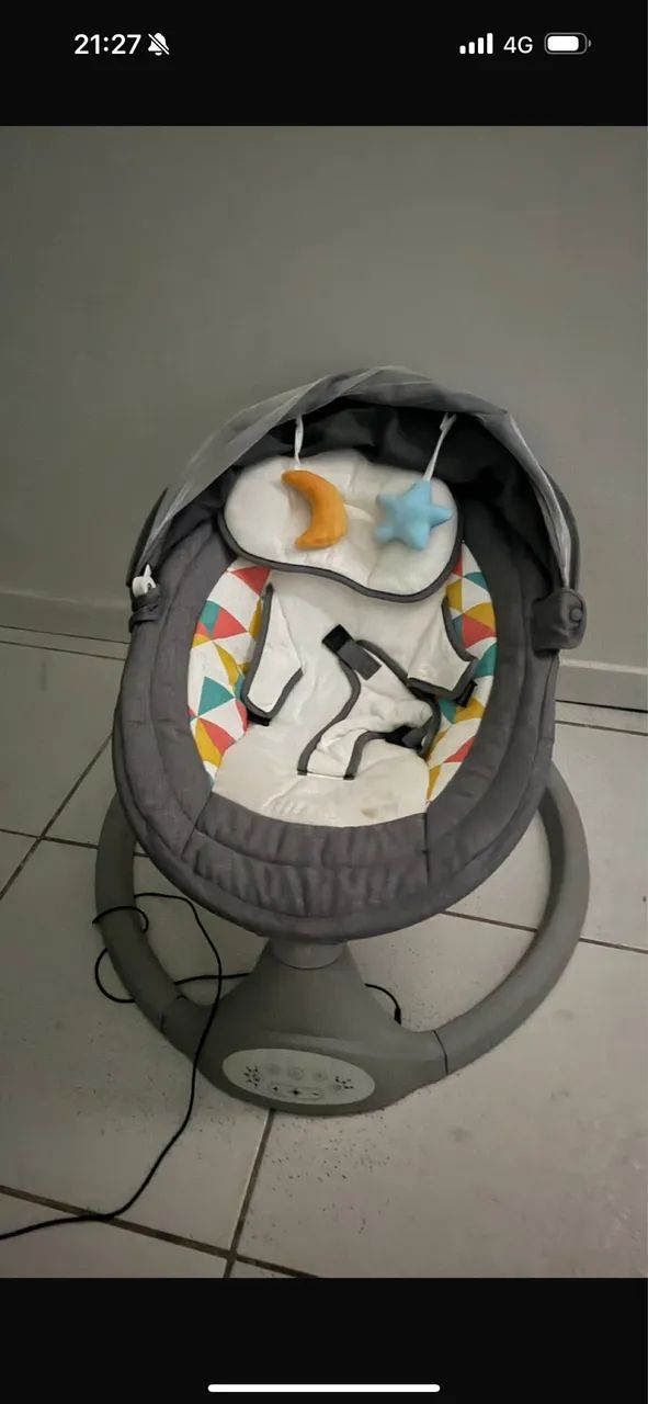 Cadeirinha Balanço Eletrônico Dican Luxo Premium - Impecável Cinza Lisa - Foto 2