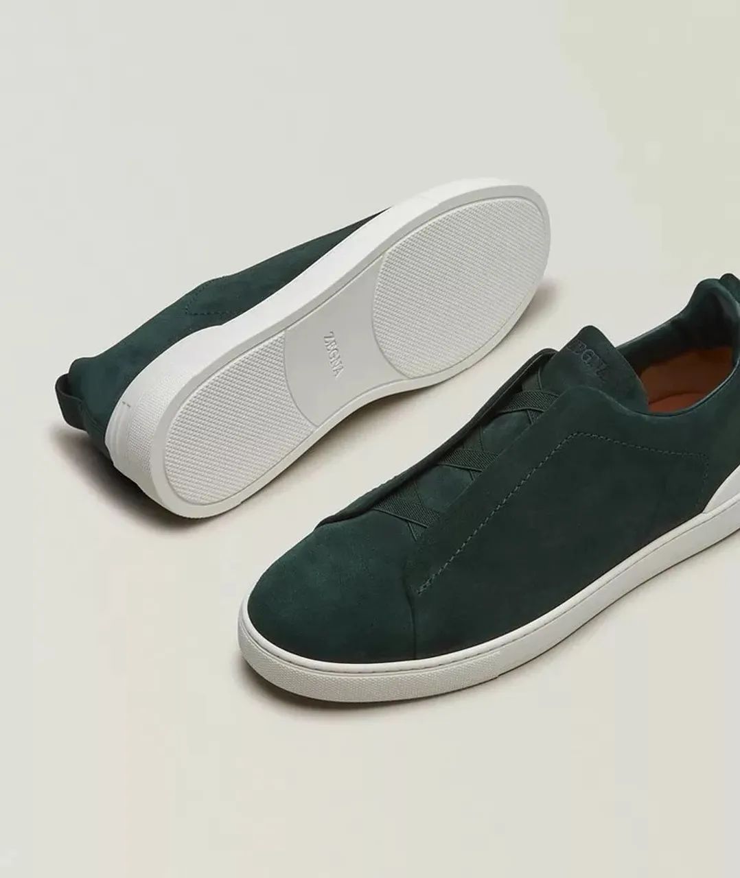 Tênis Zegna camurça suede verde  - Foto 4