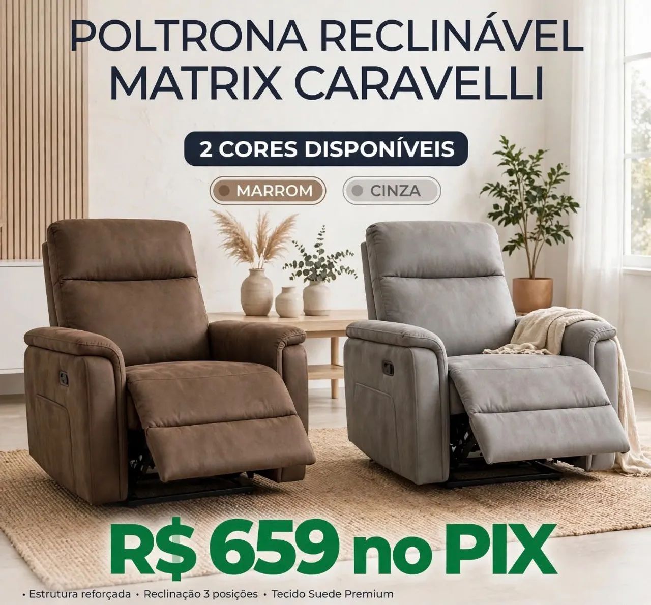 Poltrona Reclinável Caravelli Matrix.