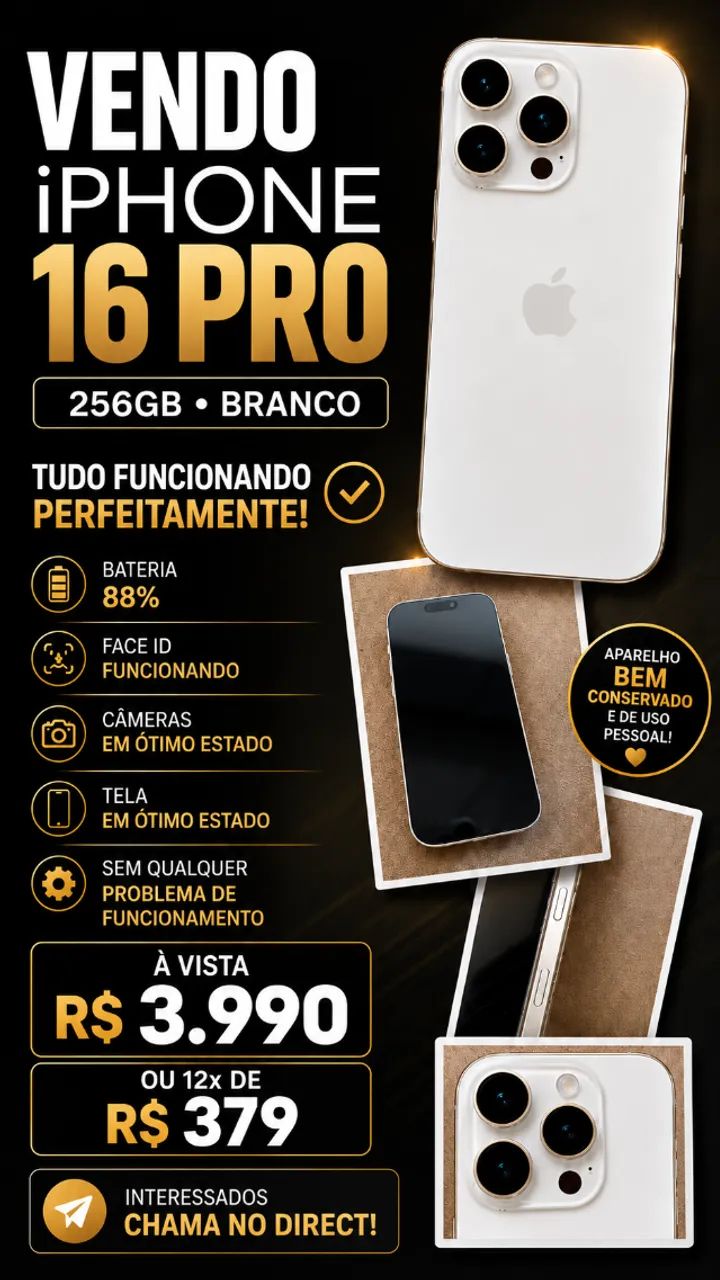 IPhone 16 Pro - 256 GB - BRANCO - Foto 2