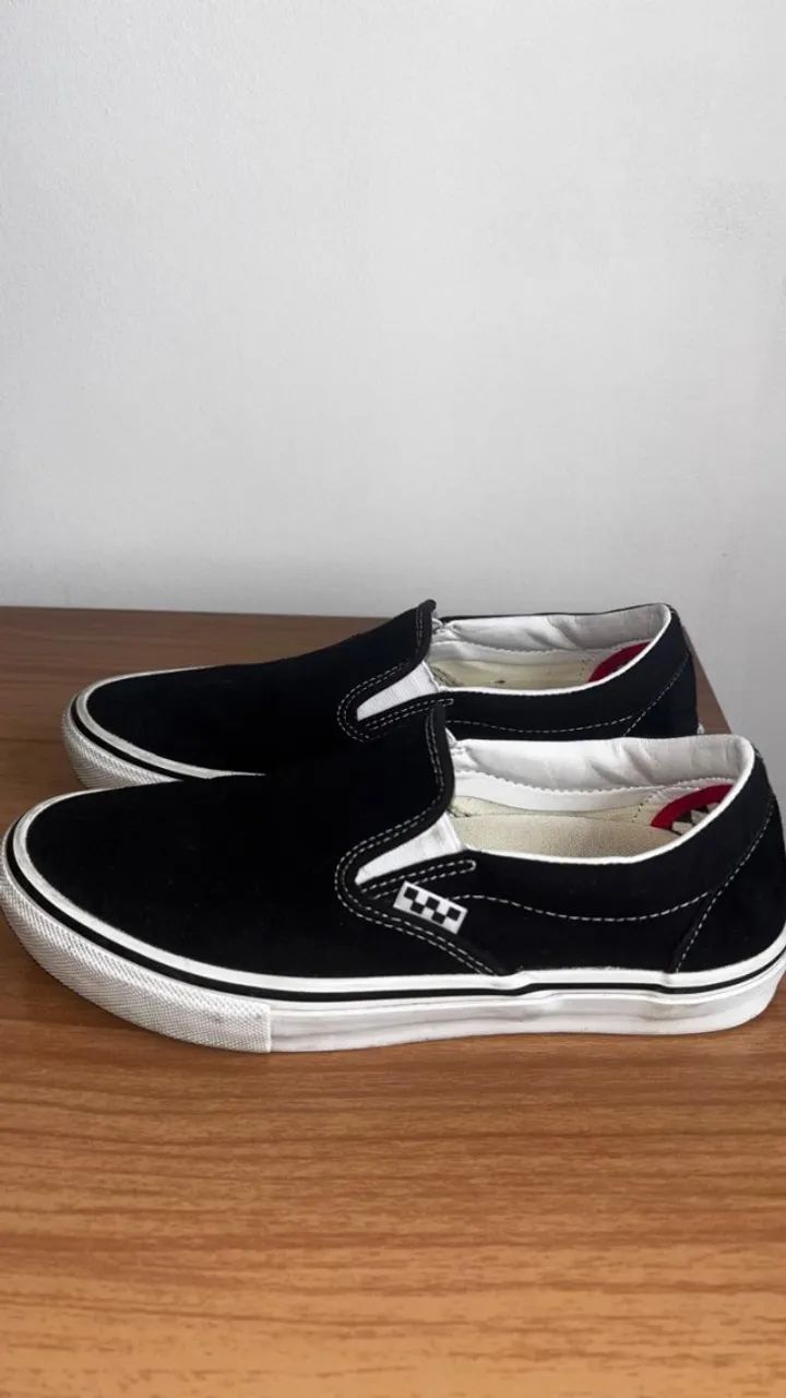 Tênis Vans Skate Slip-On Black White - Foto 3