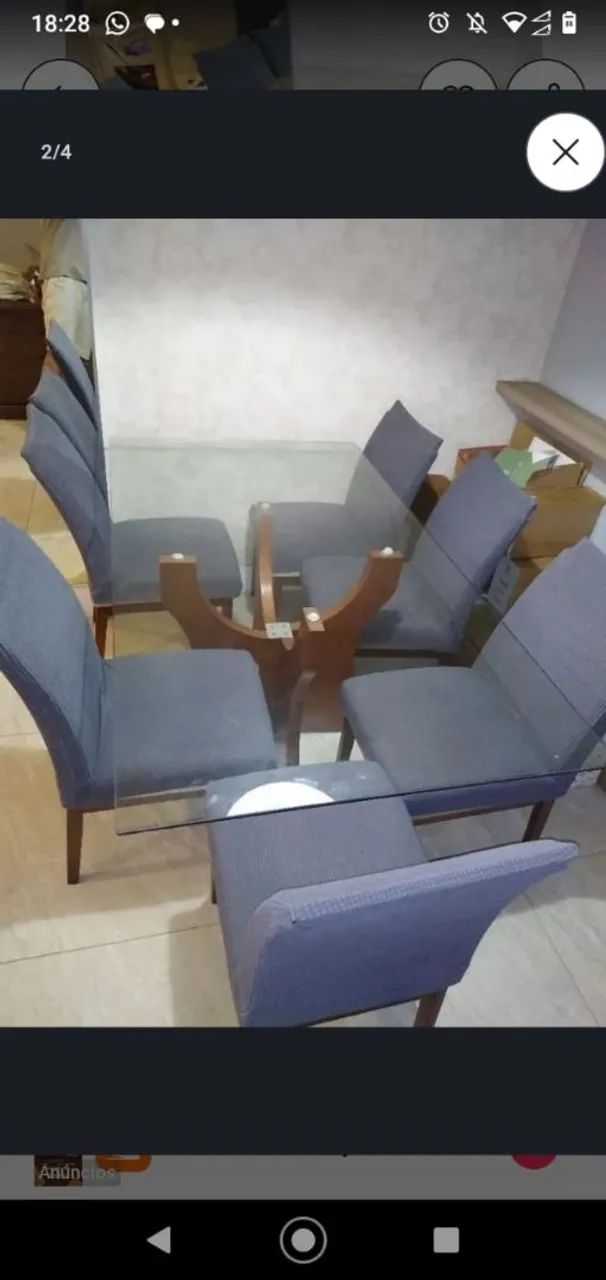 CONJUNTO DE MESA + 6 CADEIRAS + APARADOR