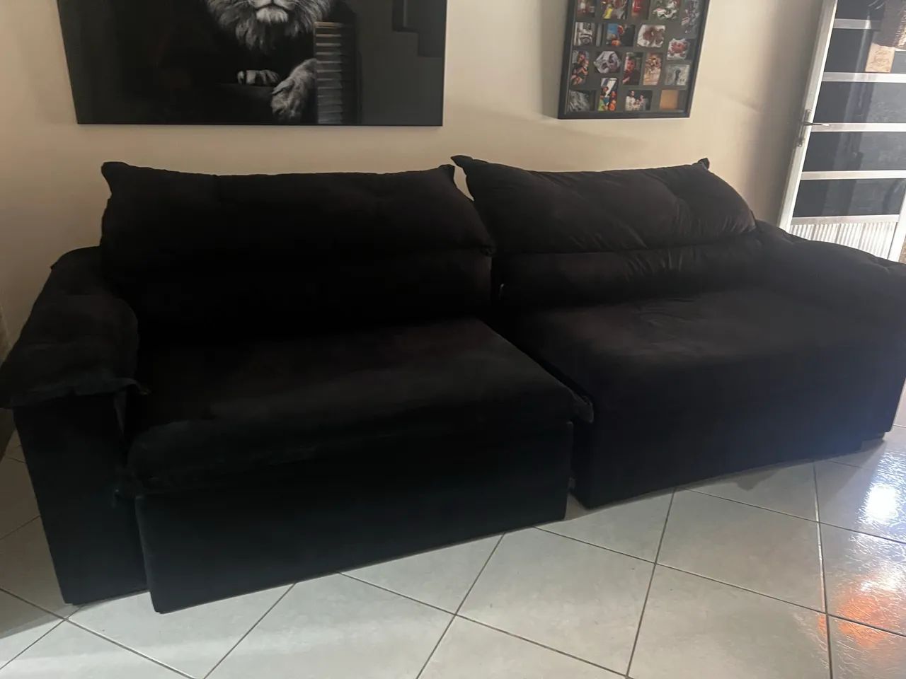 Sofá Retrátil 3M de largura no Suede ( Preto) - Foto 2