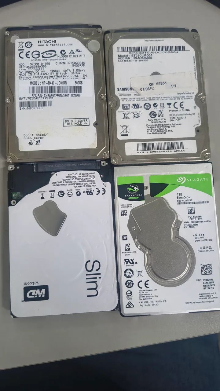 HDs de notebook funcionando 