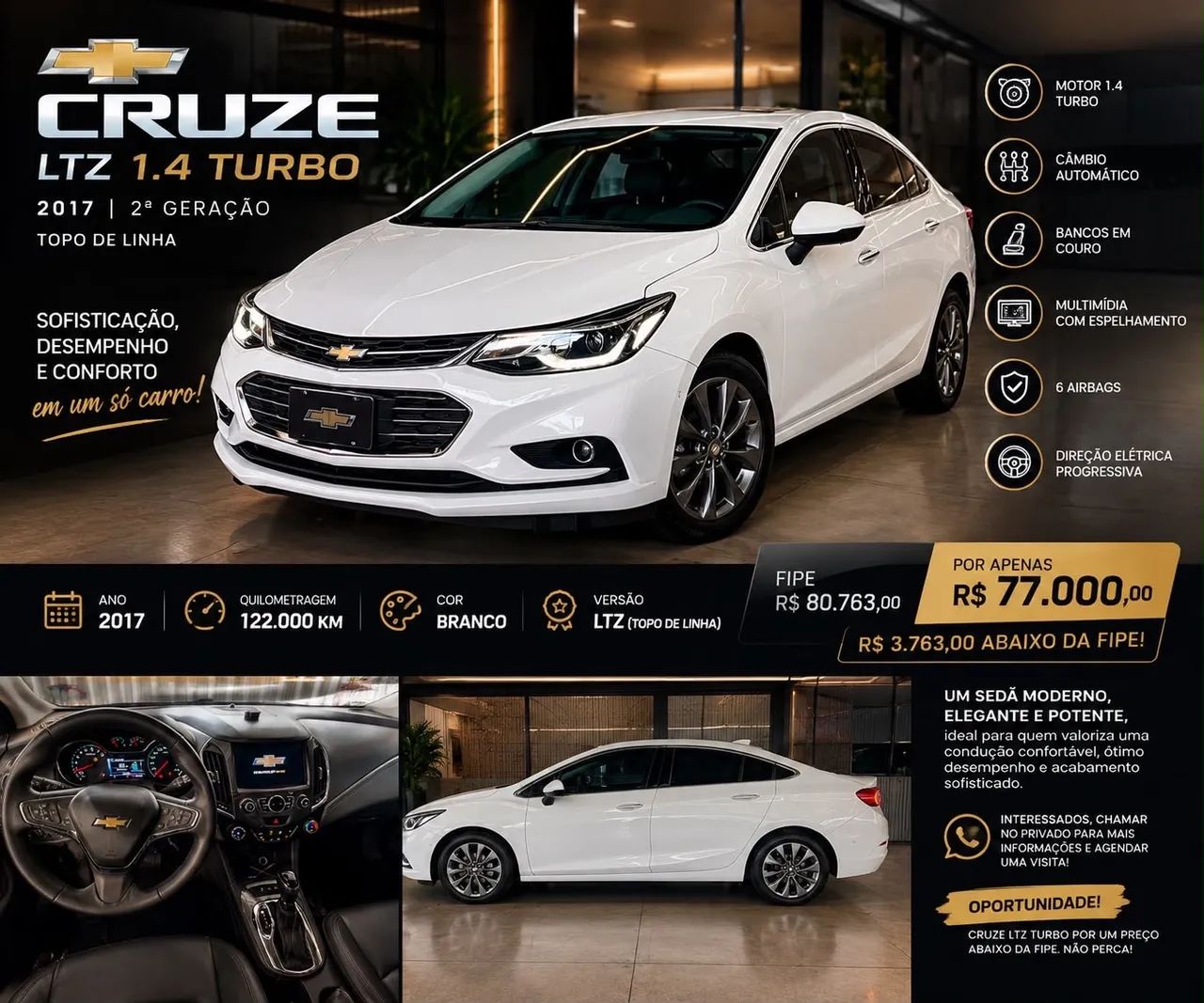 Chevrolet Cruze 1.4 TURBO LTZ 16V FLEX 4P AUTOMÁTICO 2017