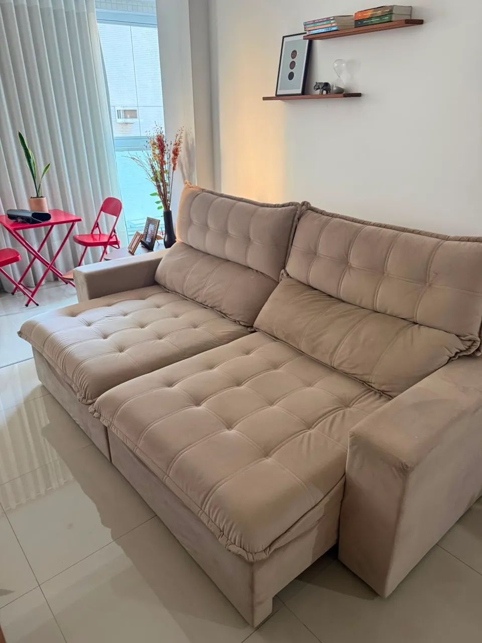 Sofá-cama grande bege - 2,40m - Ótimo estado (Vila Velha) - Foto 3