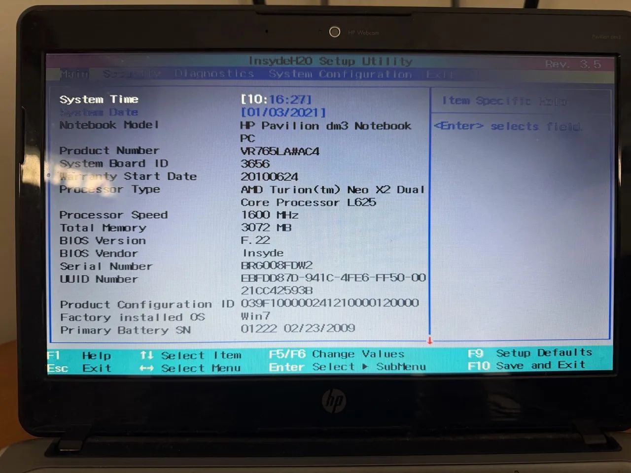 Notebook HP Pavillon DM3