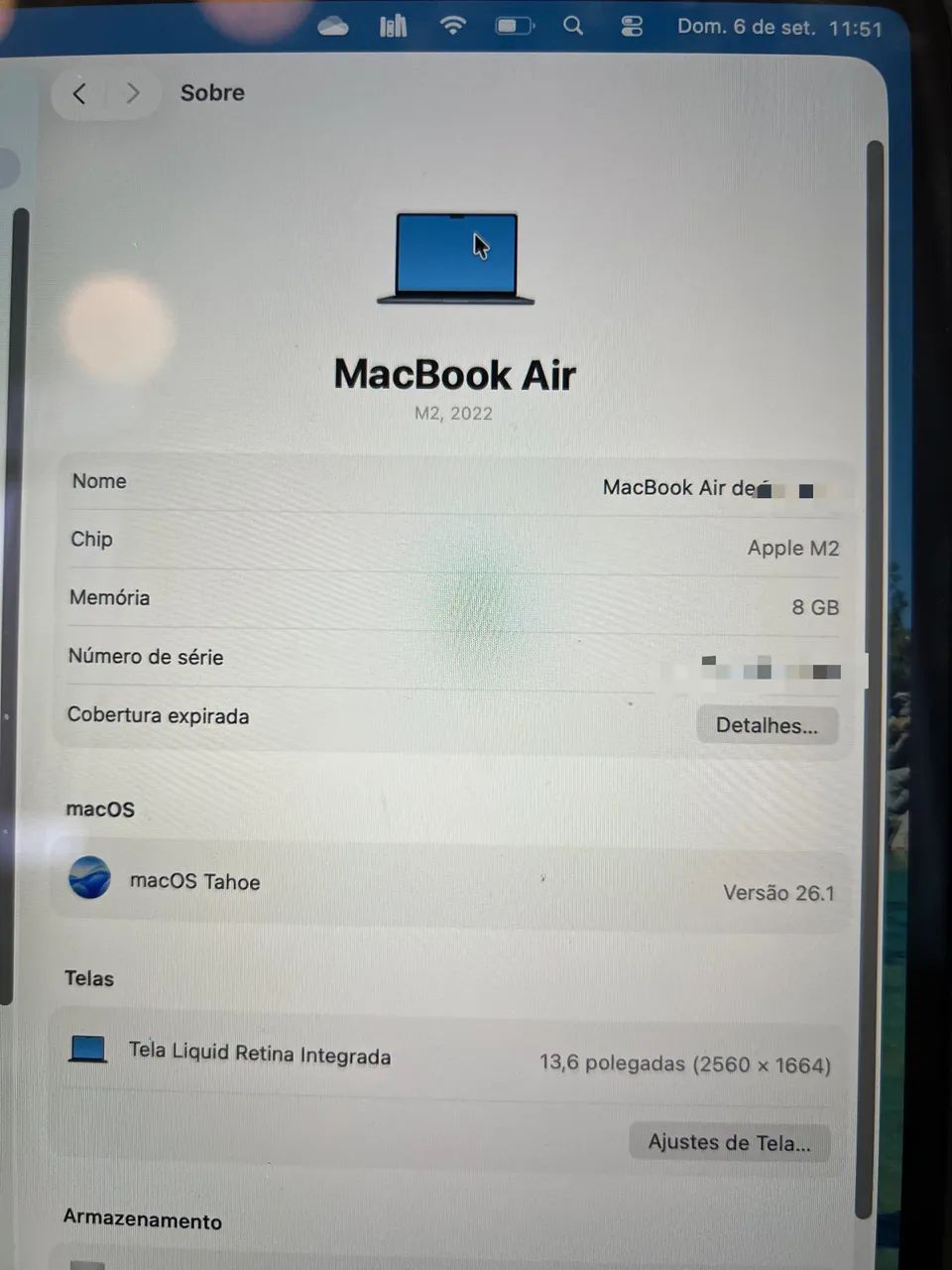 Mackbook air m2/2022 em excelente estado!!