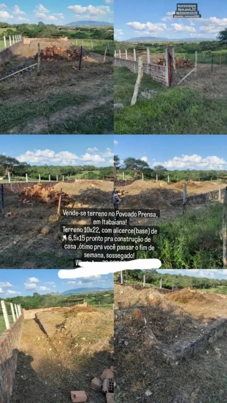 Vendo terreno no povoado prensa em itabaiana 