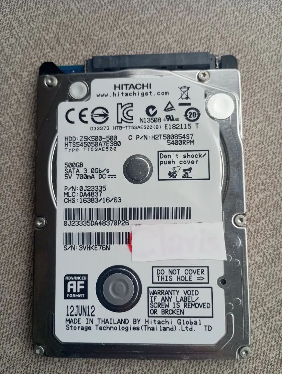 HD Hitachi 500 GB notebooks