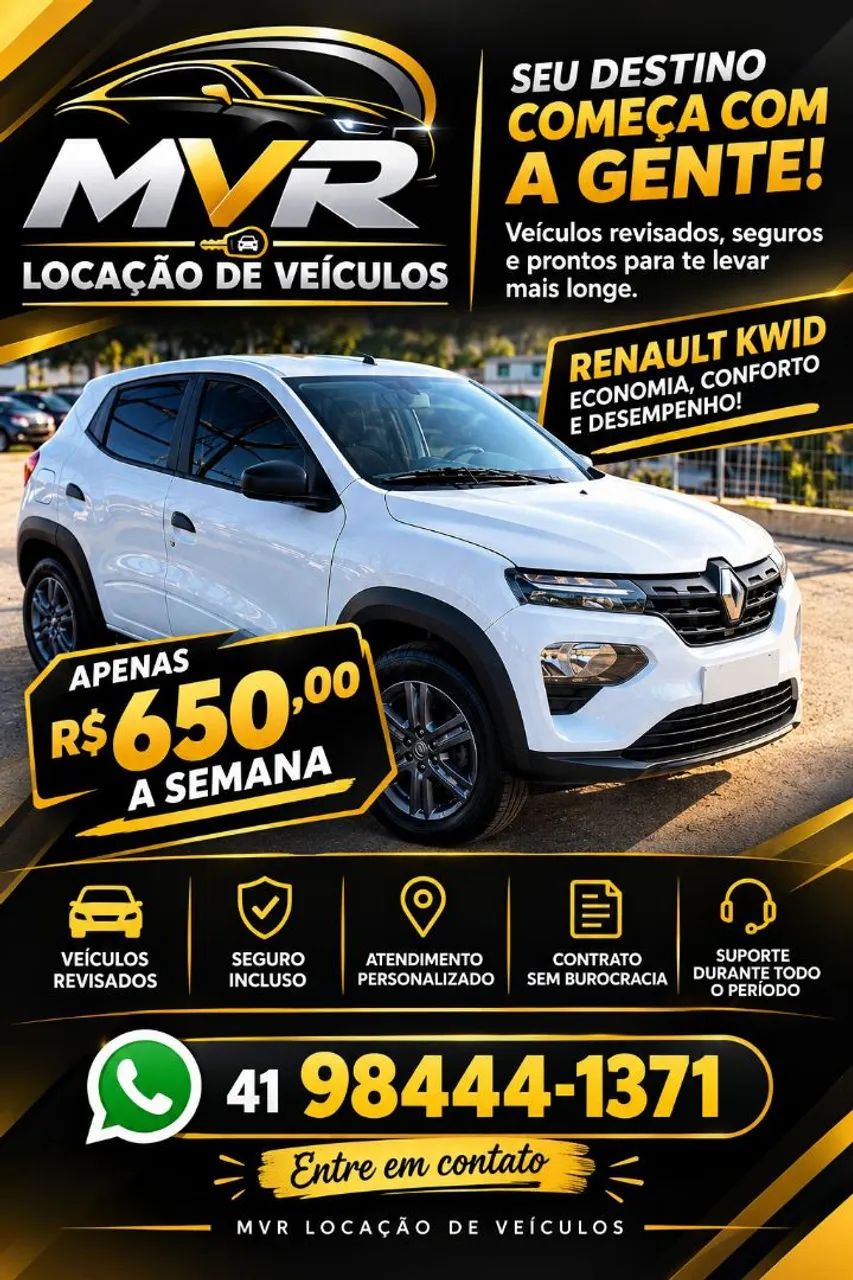 Renault Kwid para locação, app, PF ou PJ