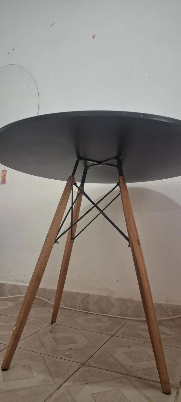 Mesa Charles Eames Eiffel 90cm Redonda Madeira Mdf Tx 