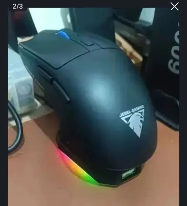 mouse gamer sem fio preto com dock - Foto 2